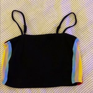 Full Tilt rainbow side stripe crop cami